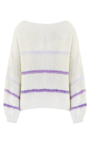 The Musthaves Soft Oversized Trui Stripes Ecru Paars