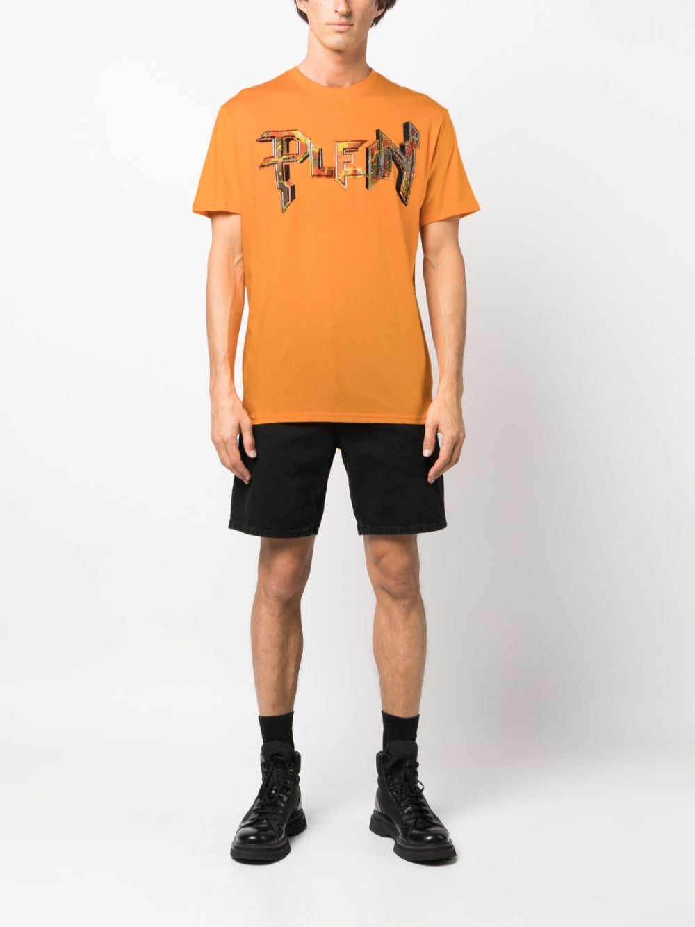 Philipp Plein Overhemd verfraaid met stras - Oranje