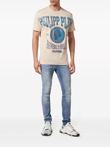 Philipp Plein T-shirt verfraaid met kristallen - Beige