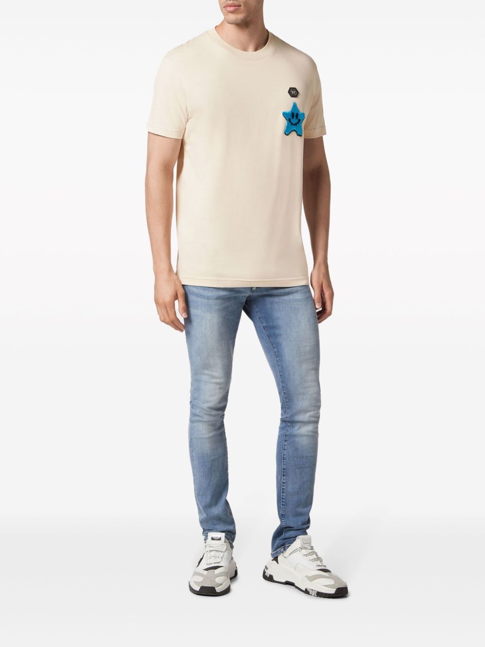 Philipp Plein T-shirt met logopatch - Beige