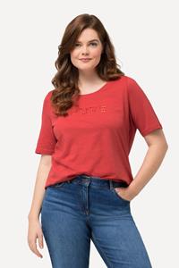 Ulla Popken Rundhalsshirt T-Shirt Cut-Outs Rundhalsausschnitt Halbarm