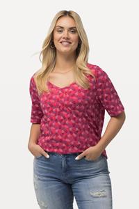 Ulla Popken Rundhalsshirt T-Shirt Saum-Raffband Rundhals Halbarm