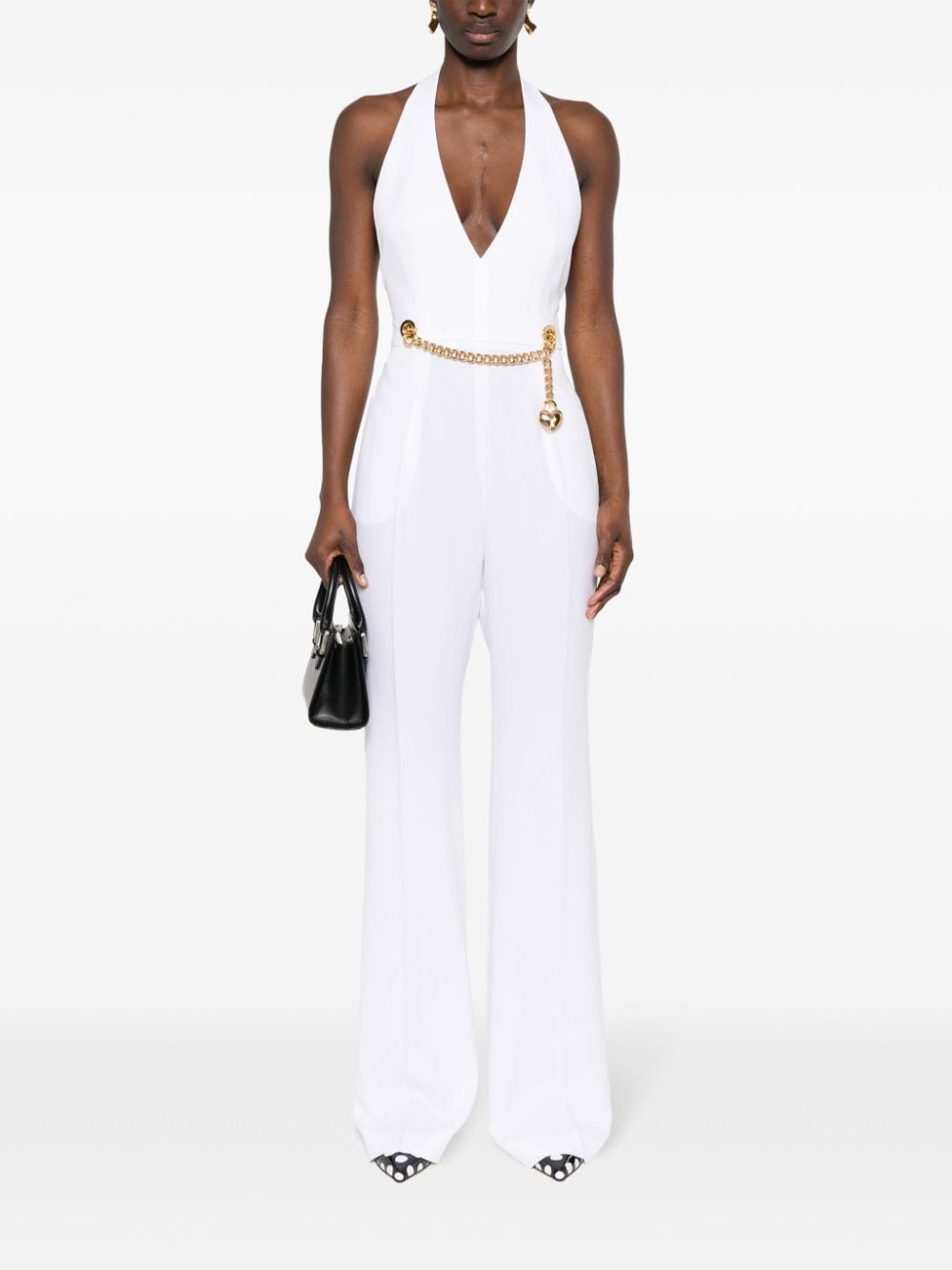 Moschino chain-embellished jumpsuit - Wit