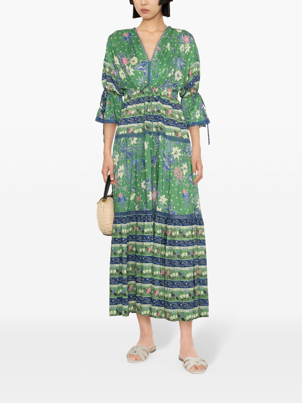 DVF Diane von Furstenberg Boris maxi-jurk met bloemenprint - Groen