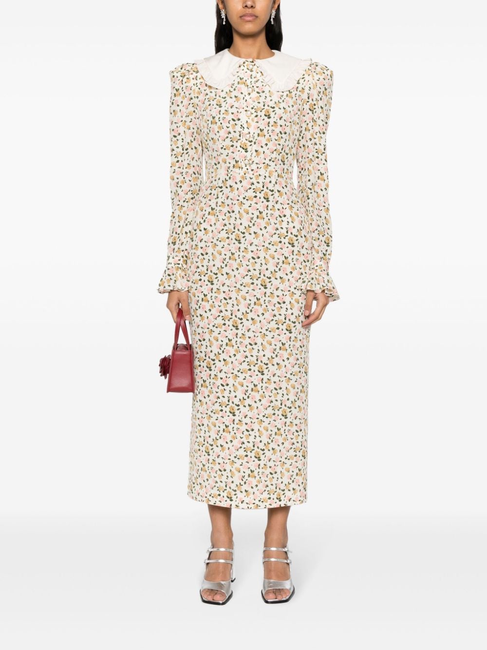 Alessandra Rich floral-print silk maxi dress - Beige