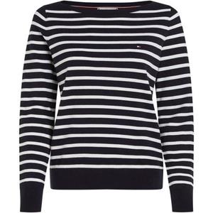 Tommy Hilfiger Gebreide trui CO JERSEY STITCH BOAT-NK SWEATER met geborduurd logo