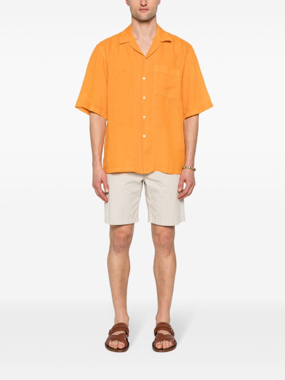 120% Lino poplin linen shirt - Oranje