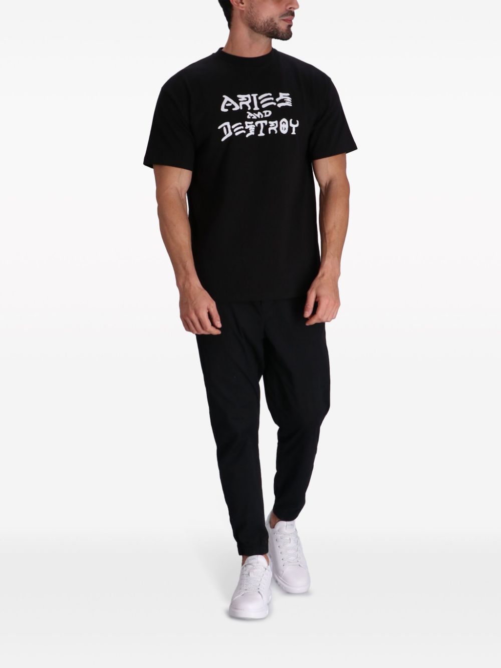 Aries Vintage  and Destroy T-shirt - Zwart