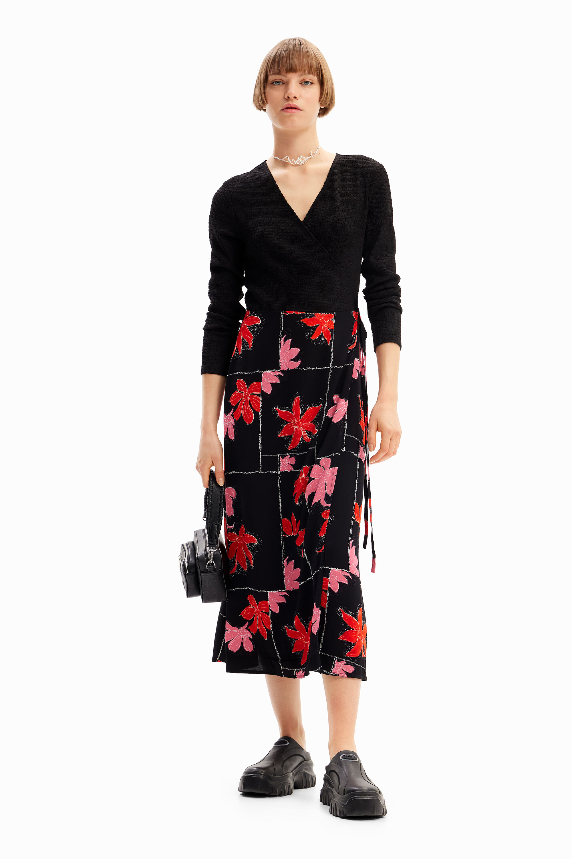 desigual Midi-wikkeljurk bloemen