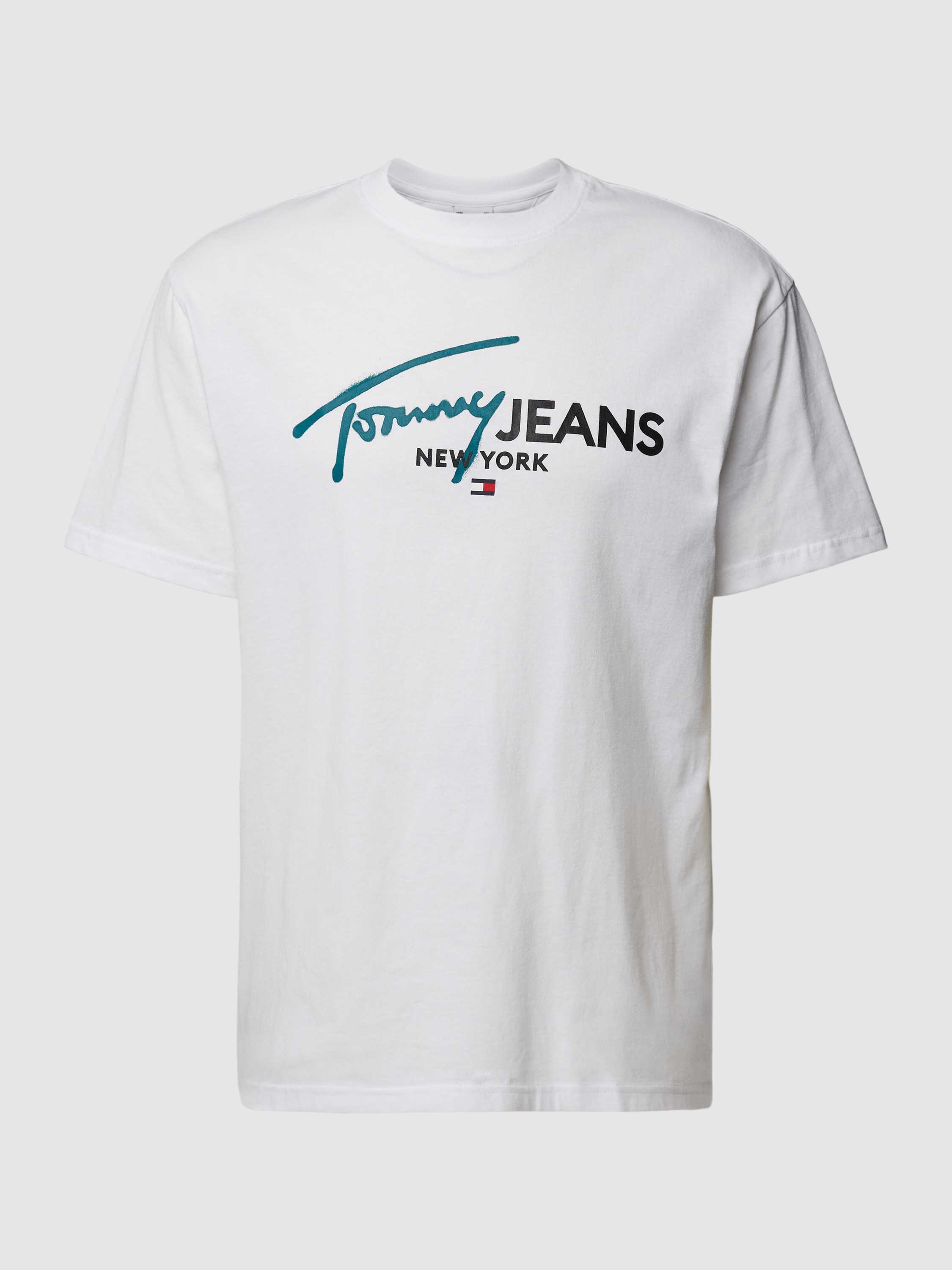Tommy Jeans T-shirt met labelprint, model 'SPRAY POP COLOR'