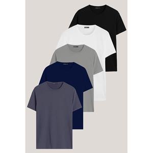 The Others Pack van 5 T-shirts voor Mannen 100% Katoen Wit Effen T-shirt Mannen Causale O-hals Basic T-shirt Mannelijke Hoge Kwaliteit klassieke Tops