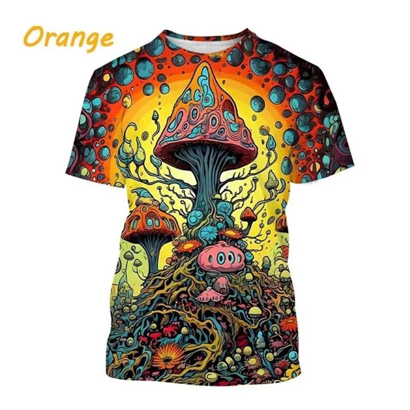 Wengy 2 Paddestoel 3D Printing T-shirt Plant Patroon Ronde Hals Korte Mouw Bos Mode Casual Unisex Tops T-shirt Hoge kwaliteit T-shirt