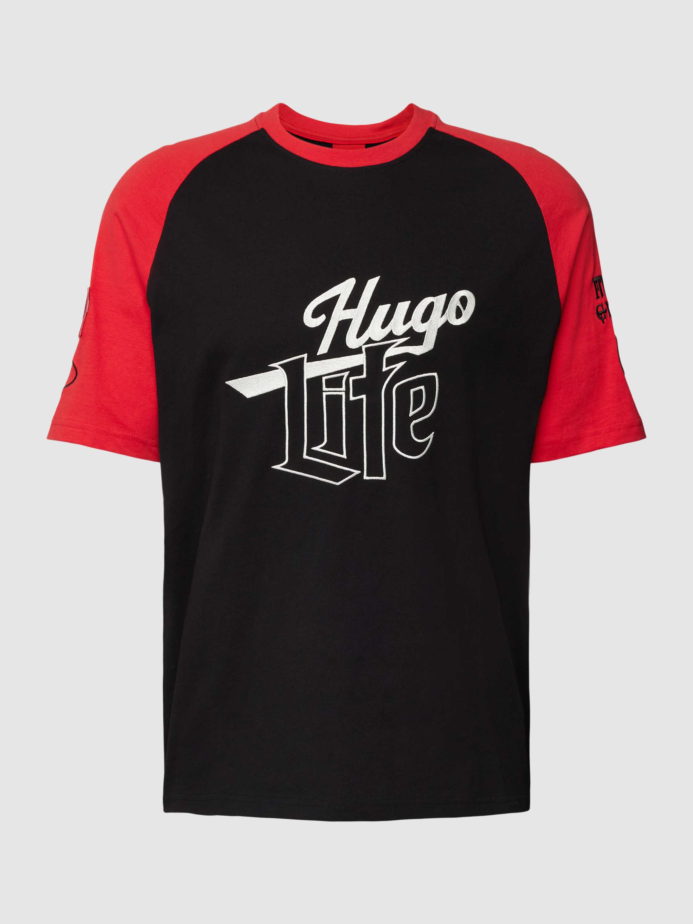 HUGO T-shirt met label- en statementstitching, model 'Dilife'