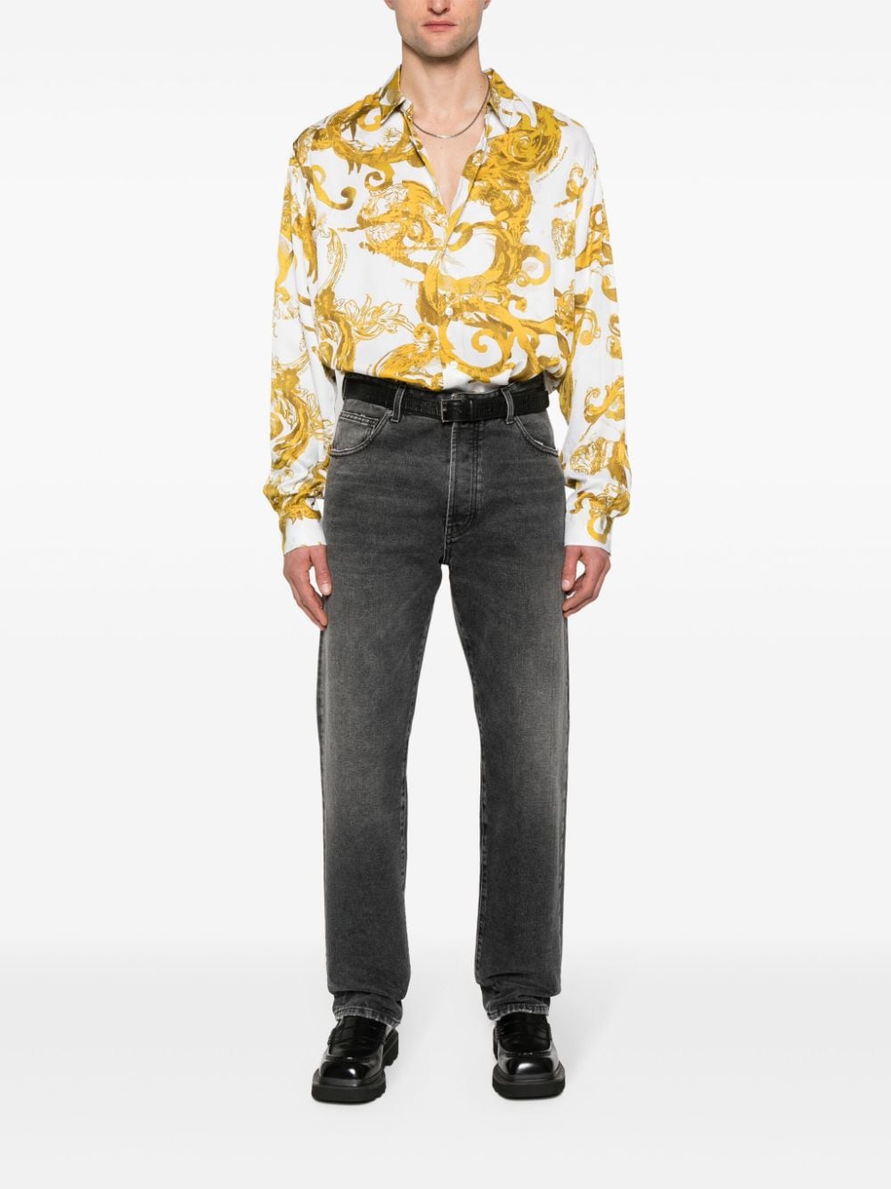 Versace Jeans Couture Overhemd met aquarelprint - Wit
