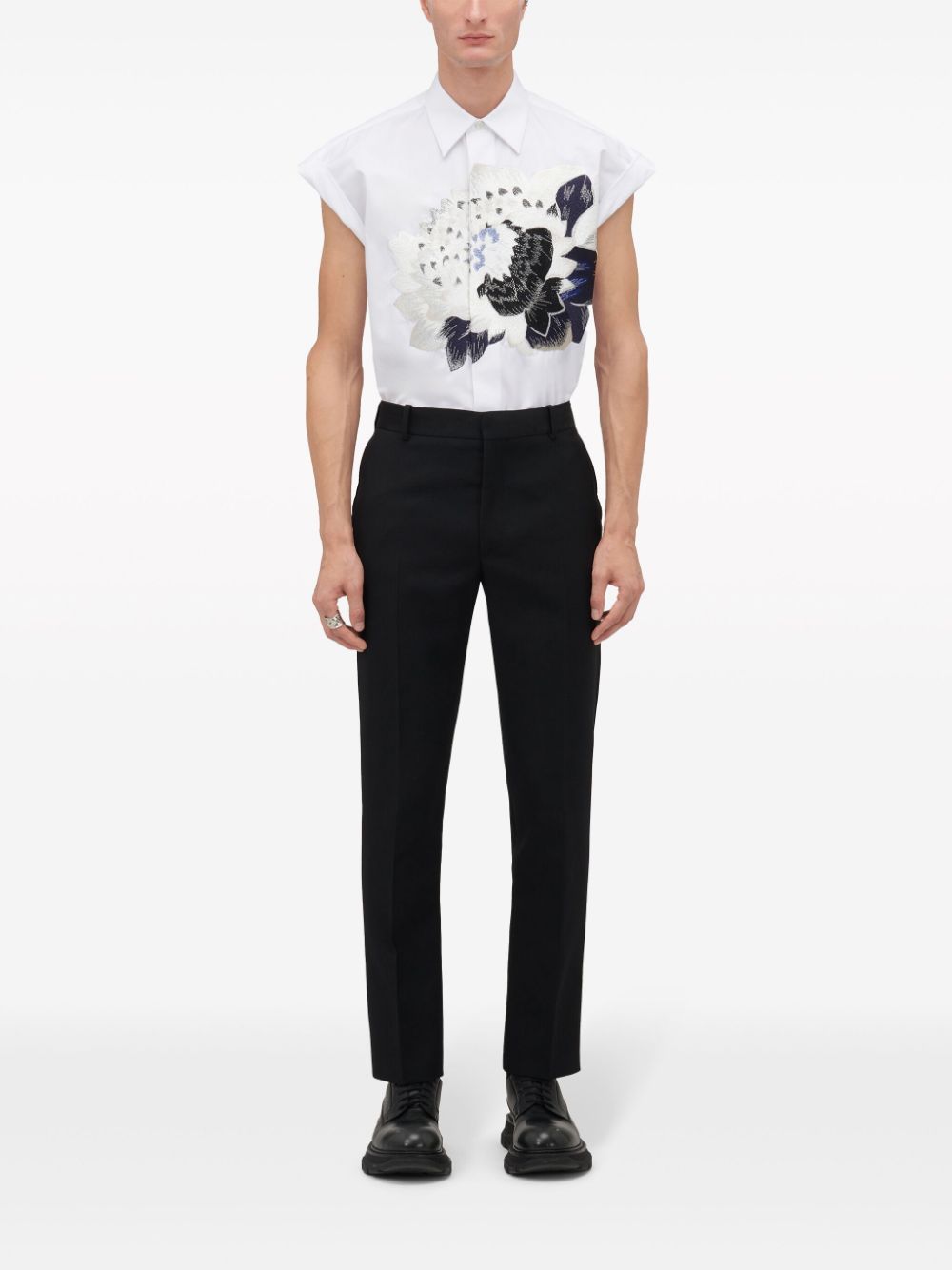 Alexander McQueen Dutch Flower sleeveless cotton shirt - Wit