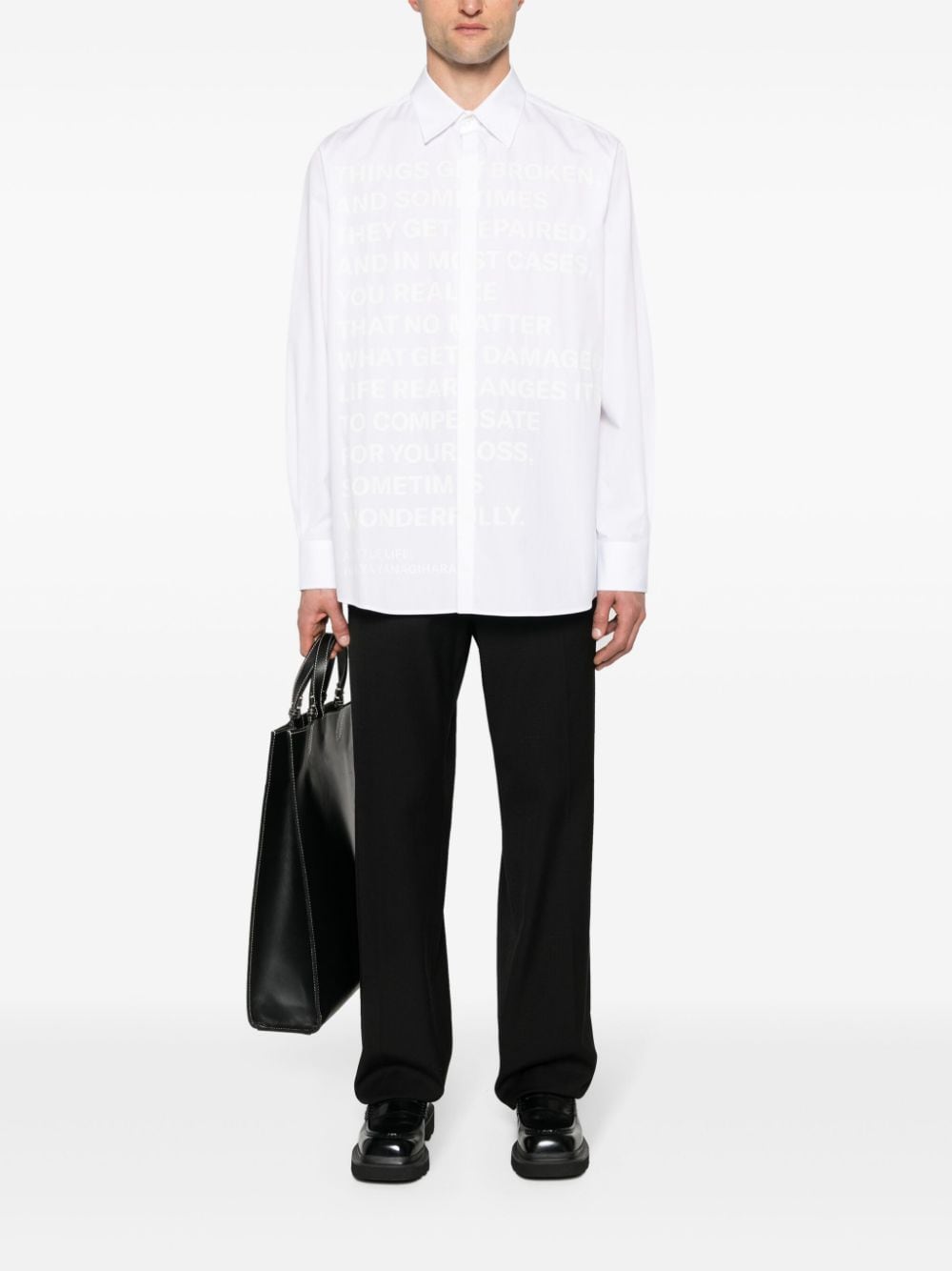 Valentino Garavani slogan-print cotton shirt - Wit