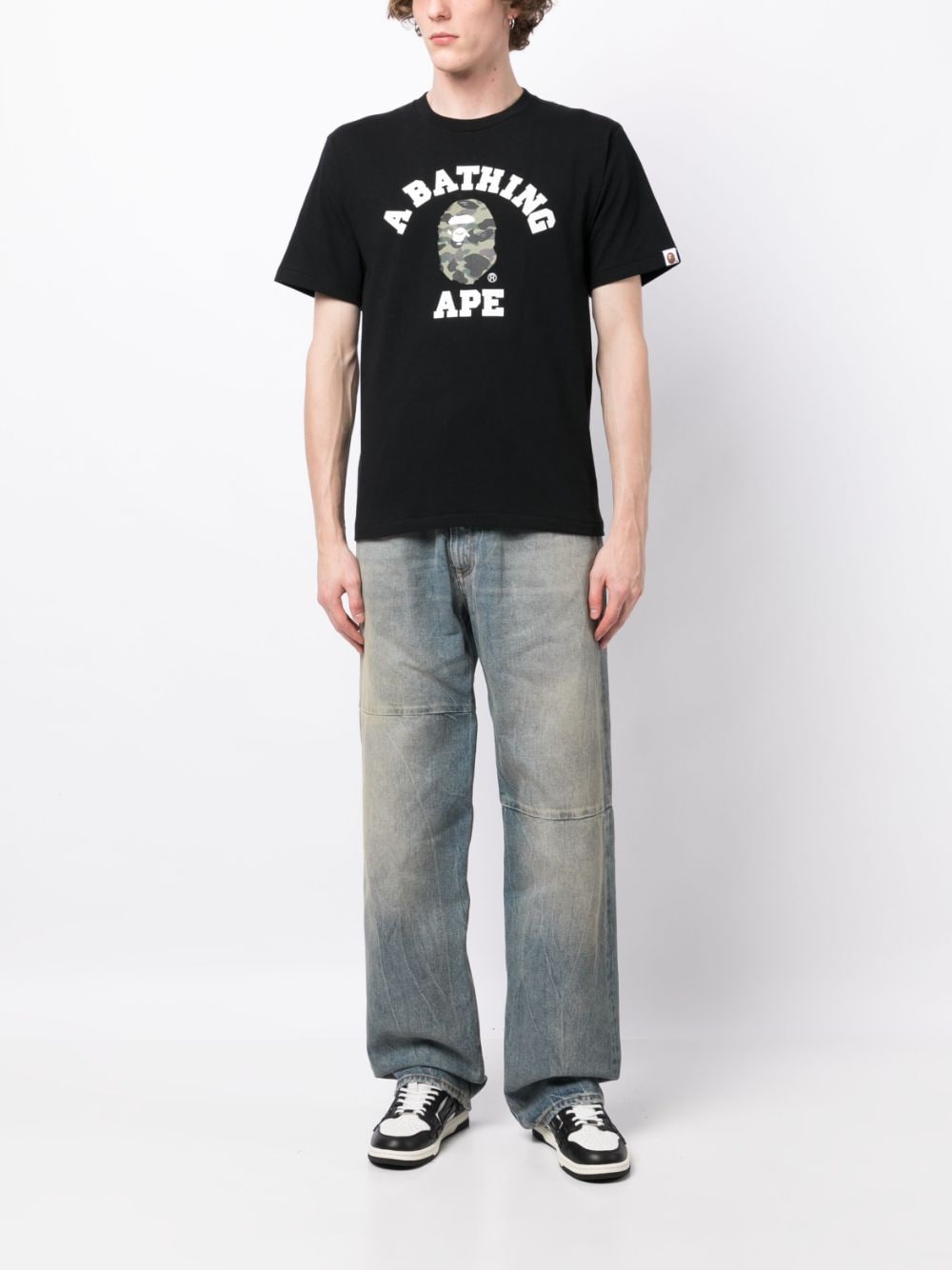 A BATHING APE T-shirt met logoprint - Zwart