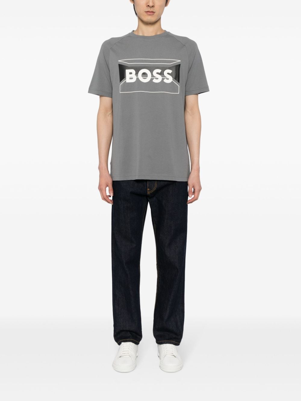 BOSS T-shirt met logoprint - Grijs