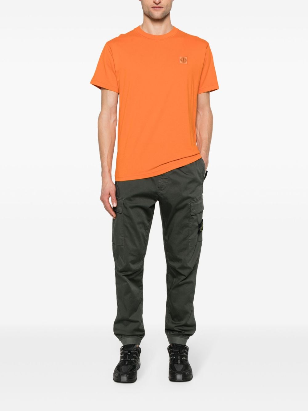 Stone Island Compass-motif cotton T-shirt - Oranje