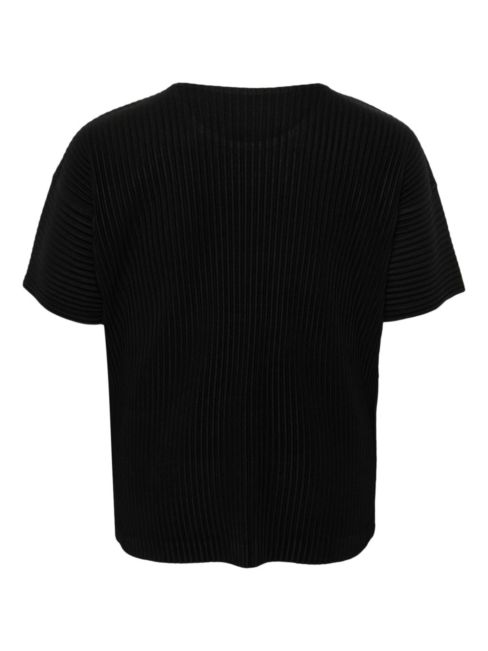 Homme Plissé Issey Miyake Basic plissé round-neck T-shirt - Zwart