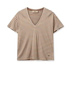 Mos Mosh Mmjill v-ss stripe tee cinnamon swirl