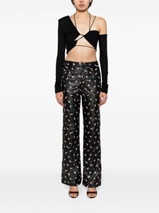 ROTATE floral-embroidered straight-leg trousers - Zwart