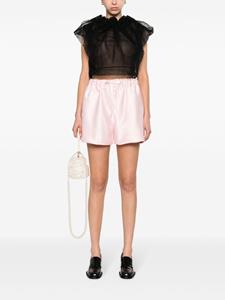 Simone Rocha gathered-neckline tulle blouse - Zwart