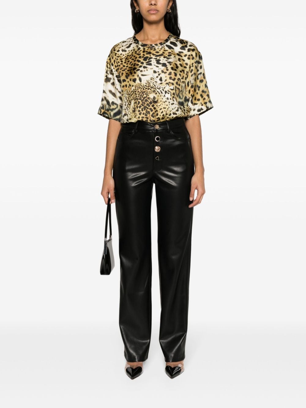 Roberto Cavalli leopard-print silk blouse - Beige