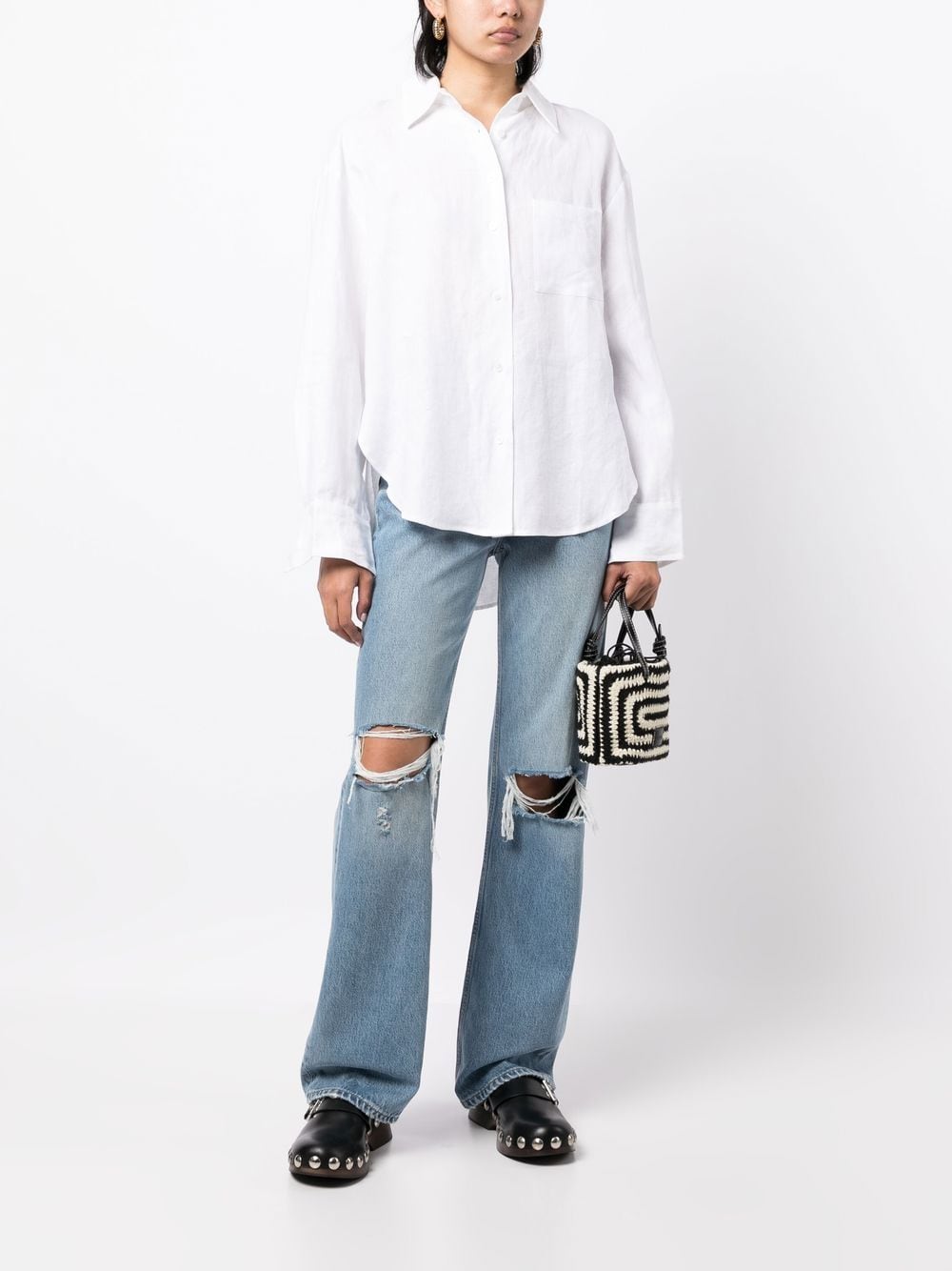 Reformation Will oversized linnen blouse - Wit
