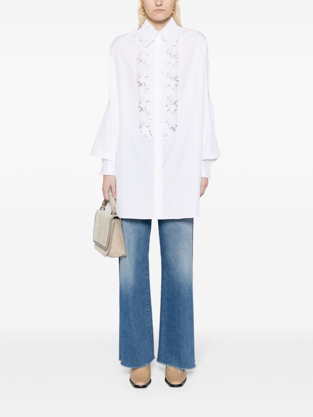 Ermanno Scervino floral-lace cotton shirt - Wit