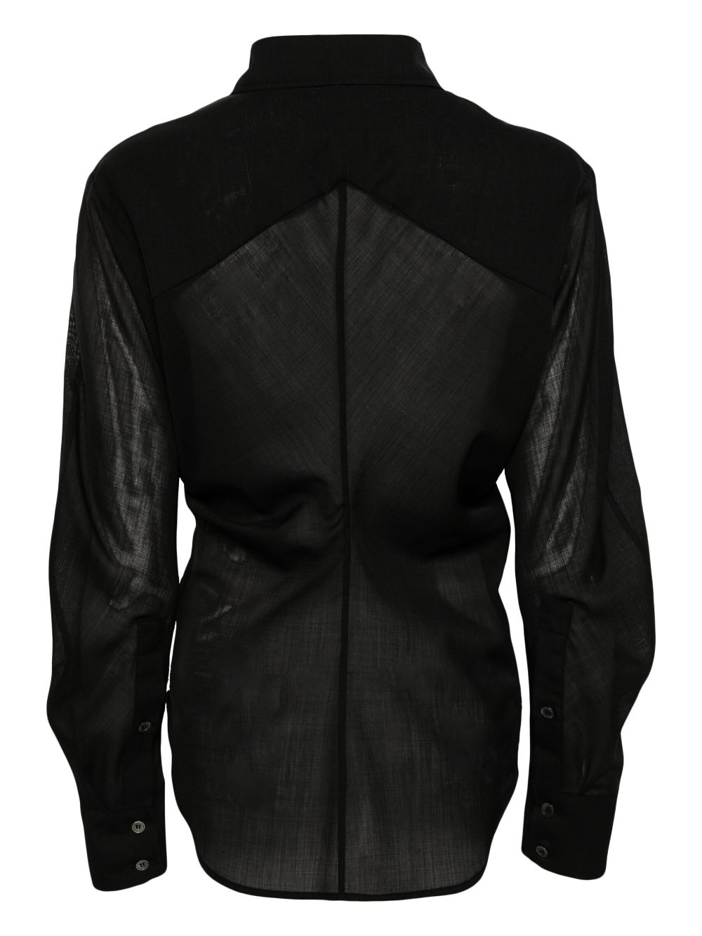 LVIR Semi-doorzichtige blouse van wolblend - Zwart