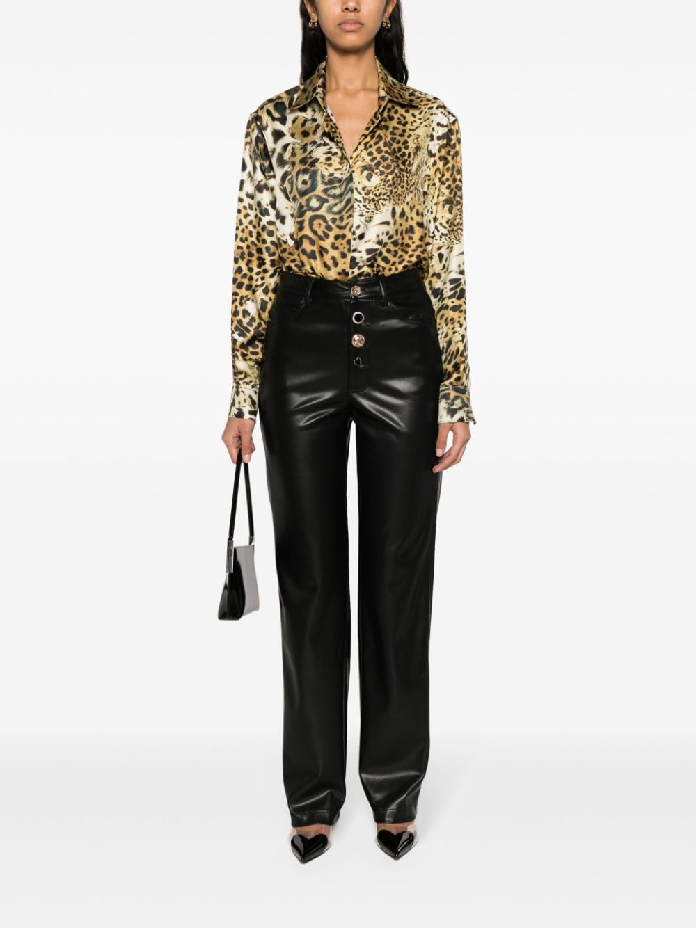 Roberto Cavalli leopard-print silk shirt - Beige