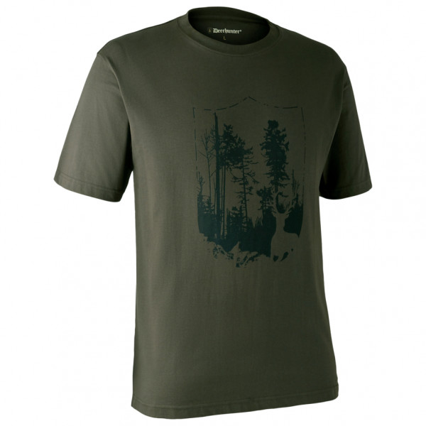 Deerhunter  T-Shirt With Shield - T-shirt, olijfgroen