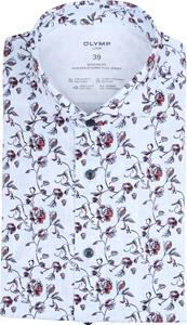 Olymp Luxor Overhemd Print Bloemen Lichtblauw