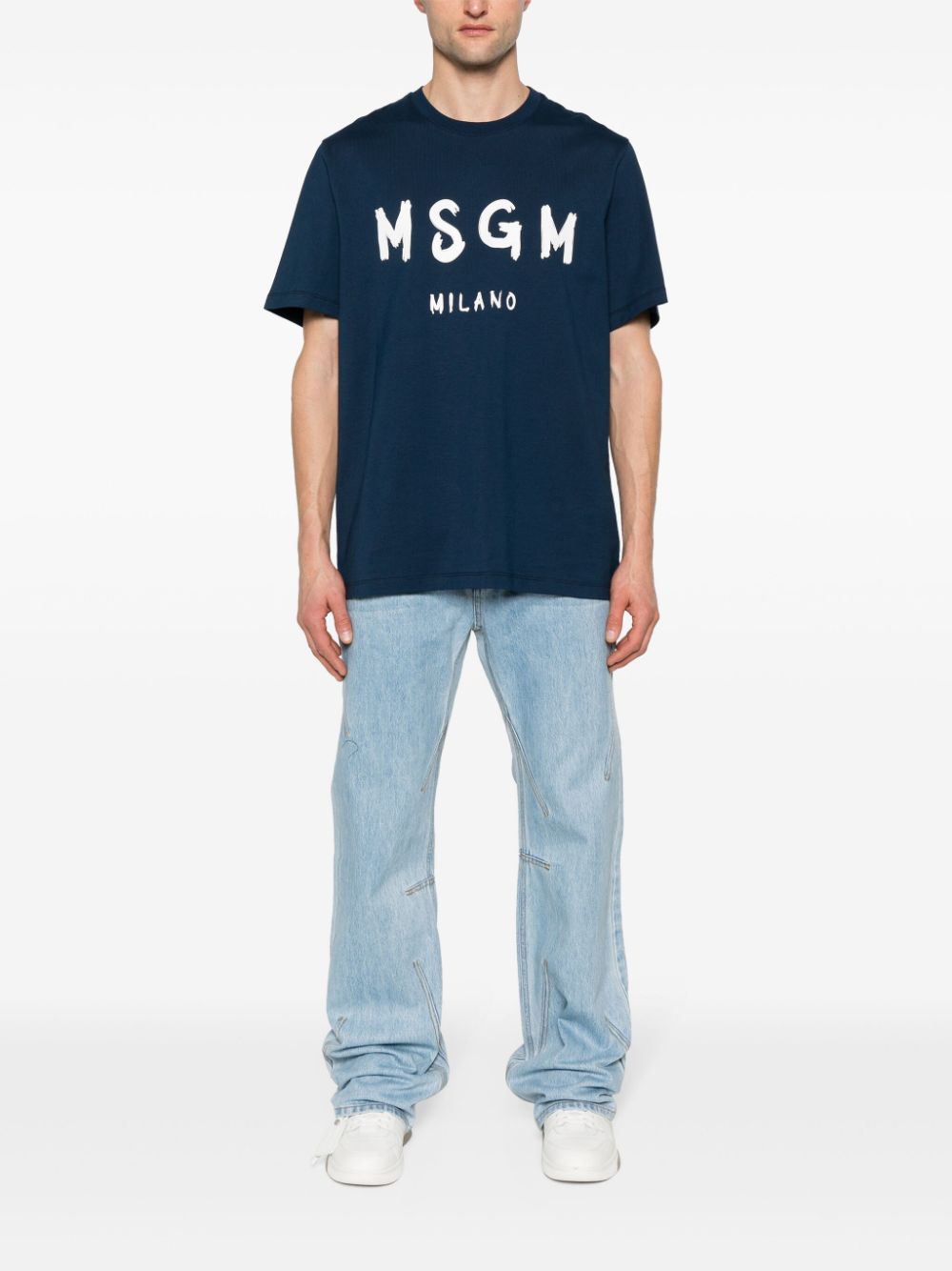 MSGM logo-print T-shirt - Blauw