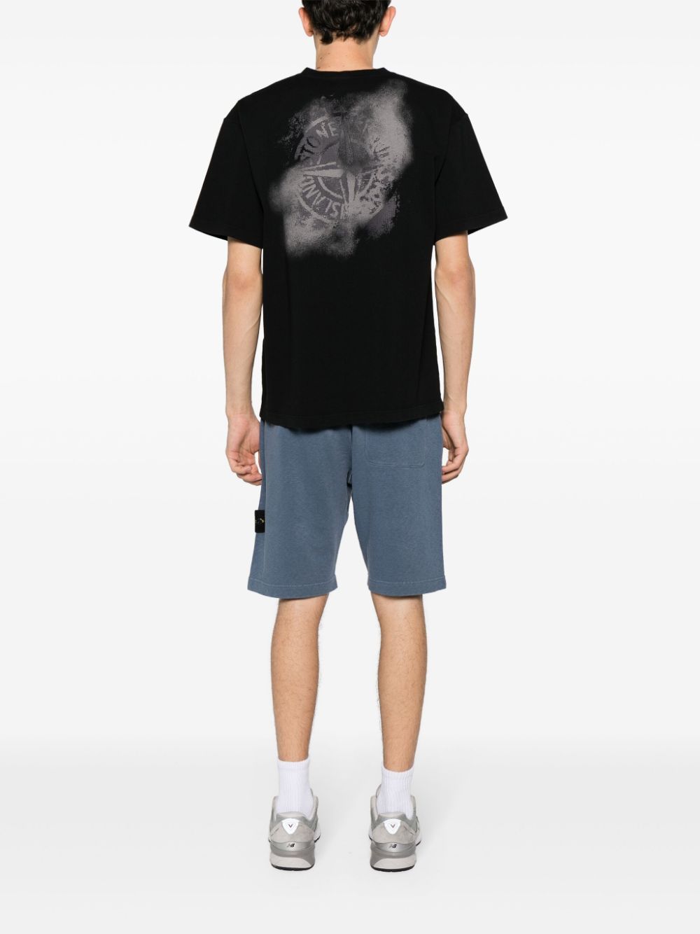 Stone Island Compass-appliqué cotton T-shirt - Zwart