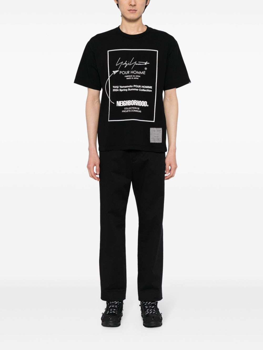 Yohji Yamamoto x NEIGHBORHOOD logo-print cotton T-shirt - BLACK