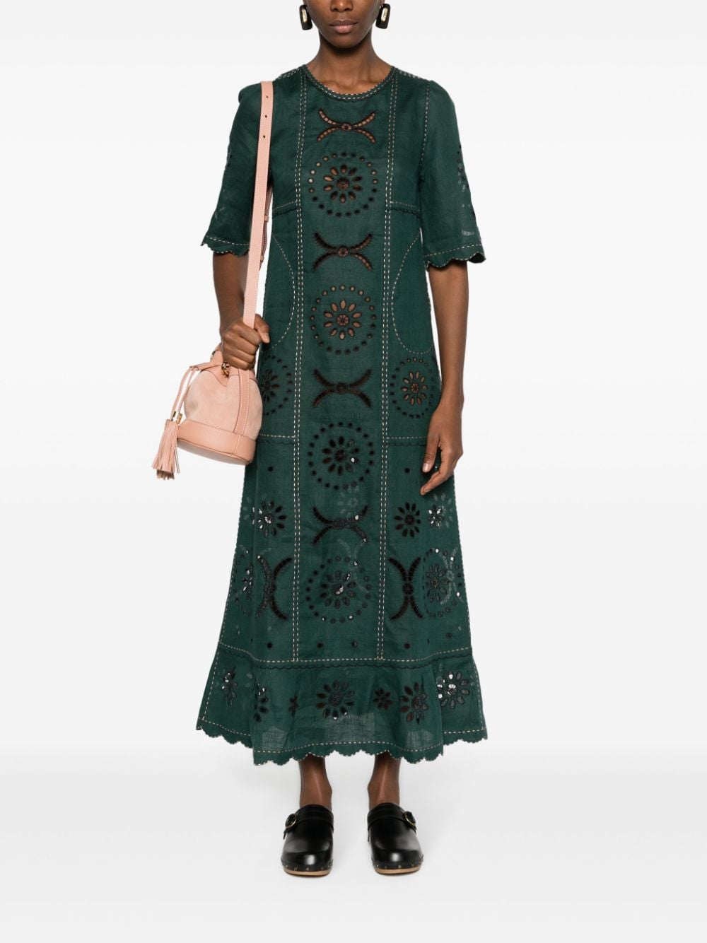 Vita Kin Maxi-jurk met gewelfd detail - Groen