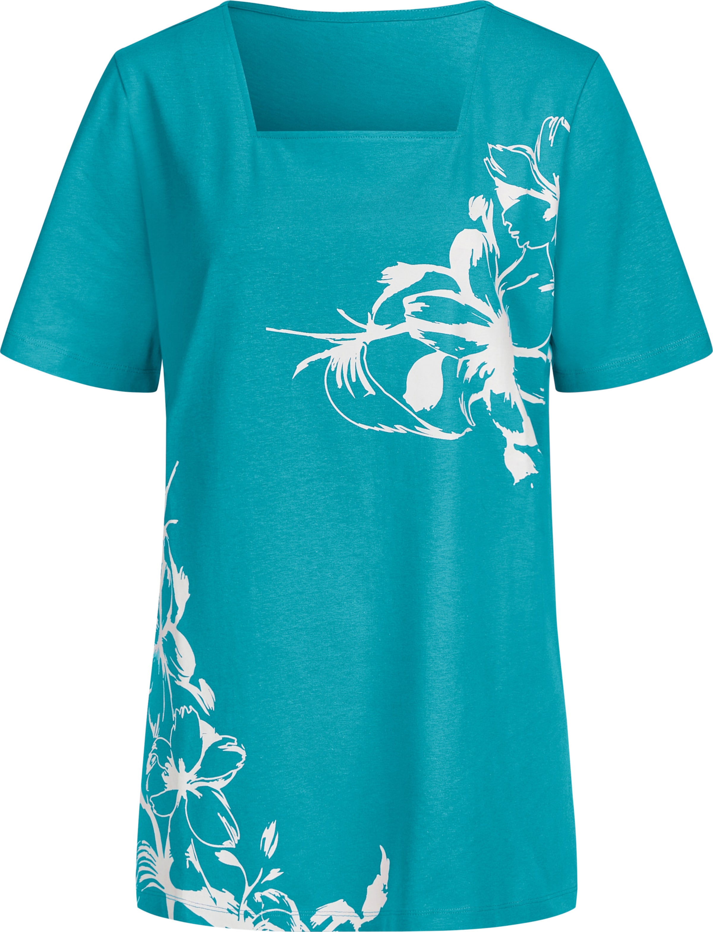 Your Look... for less! Dames Lang shirt turquoise/wit Größe