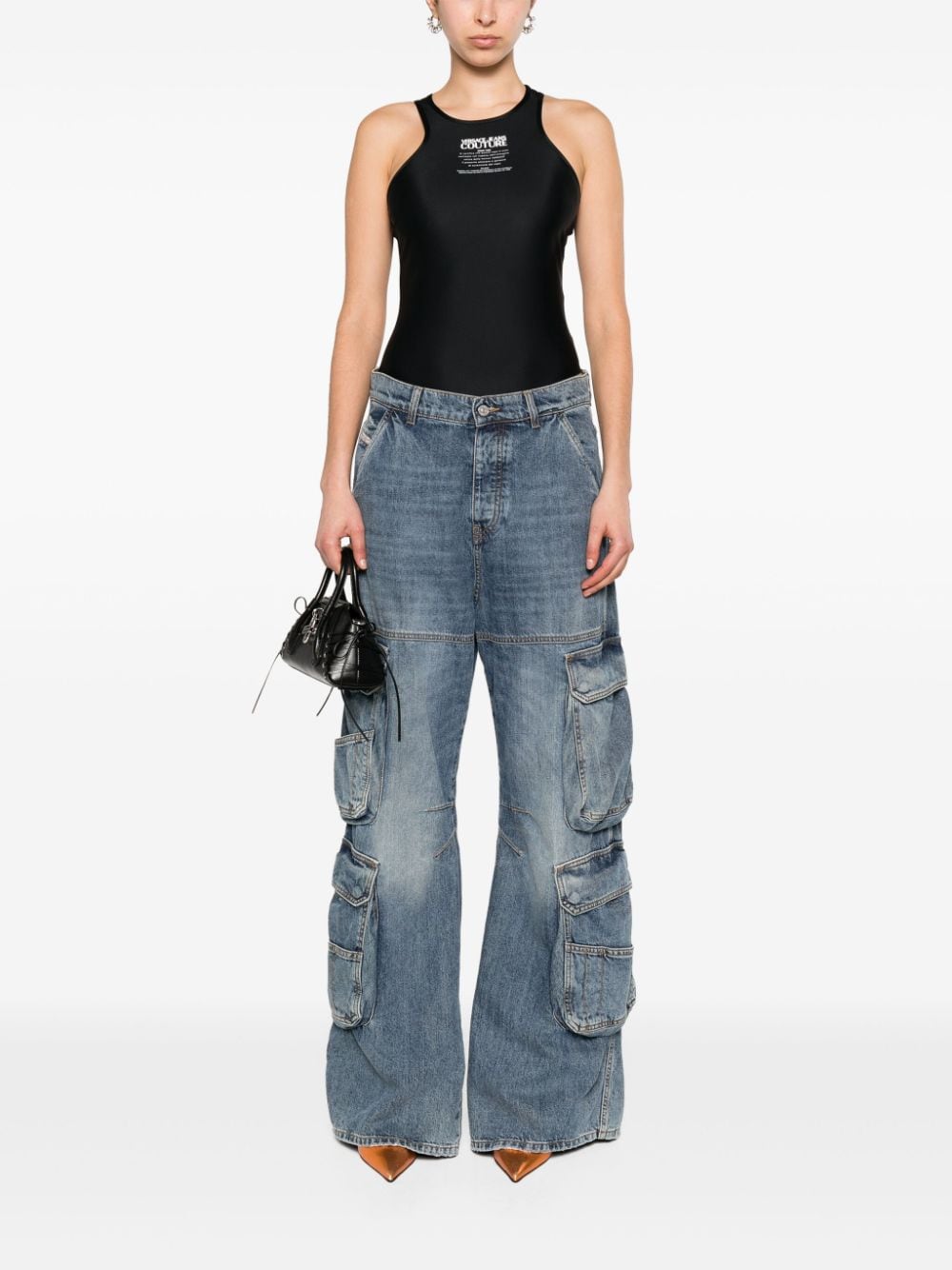 Versace Jeans Couture Warrant Logo halterneck body - Zwart