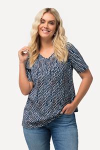 Ulla Popken Rundhalsshirt T-Shirt A-Linie Tunika-Ausschnitt Halbarm