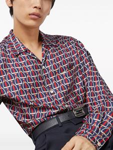 Gucci Horsebit-print silk shirt - Blauw