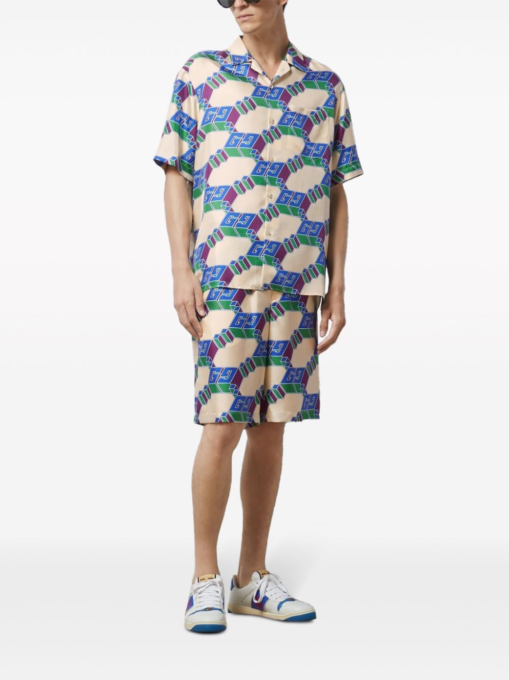 Gucci 3D GG-print silk shirt - Beige