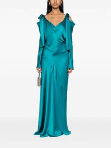 Alberta Ferretti V-neck satin maxi dress - Groen