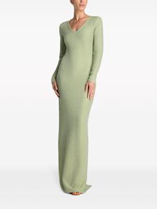 St. John twill-knit V-neck gown - Groen