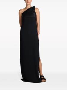 St. John satin-crepe one-shoulder gown - Zwart