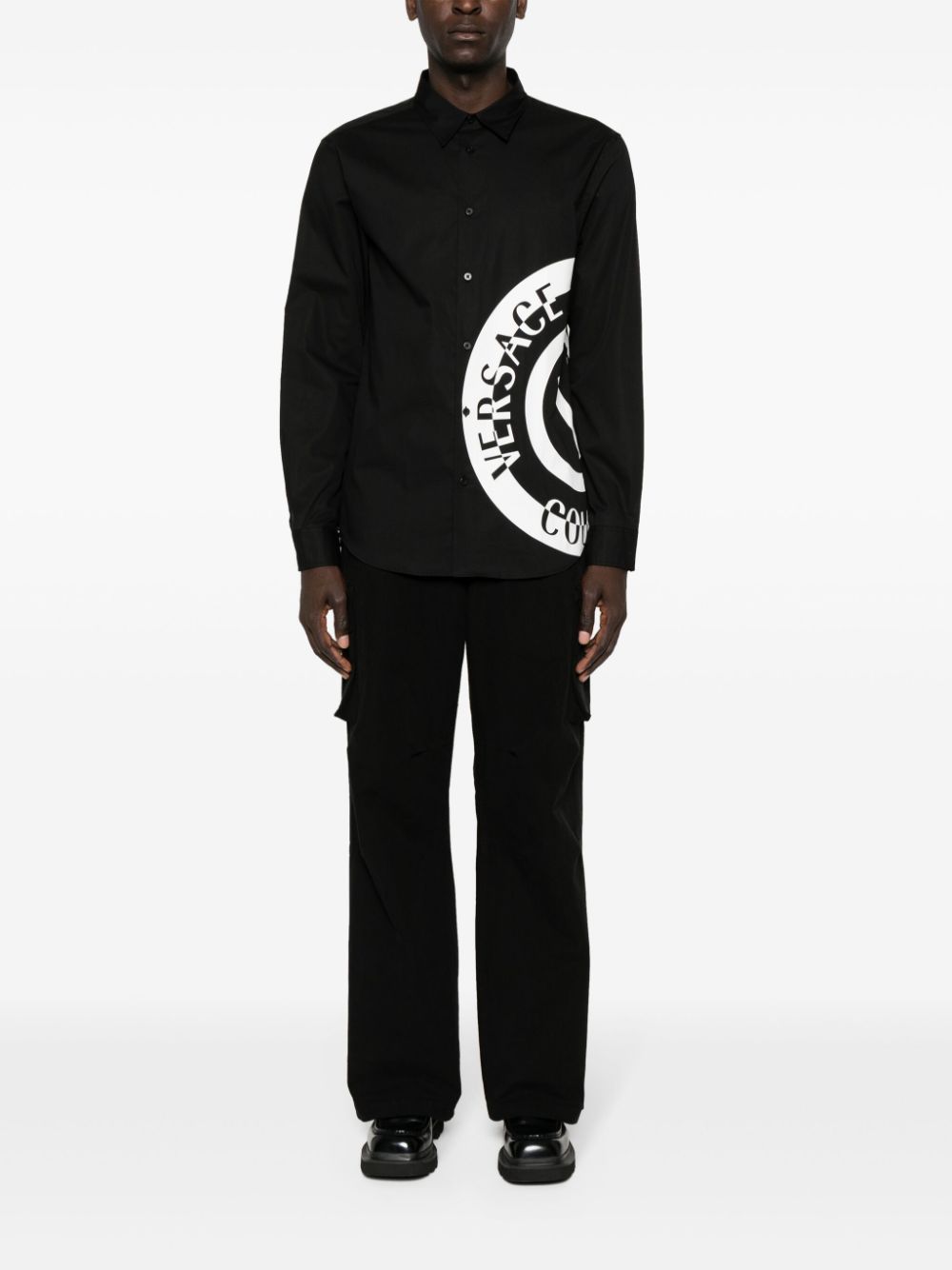 Versace Jeans Couture V-Emblem poplin shirt - Zwart