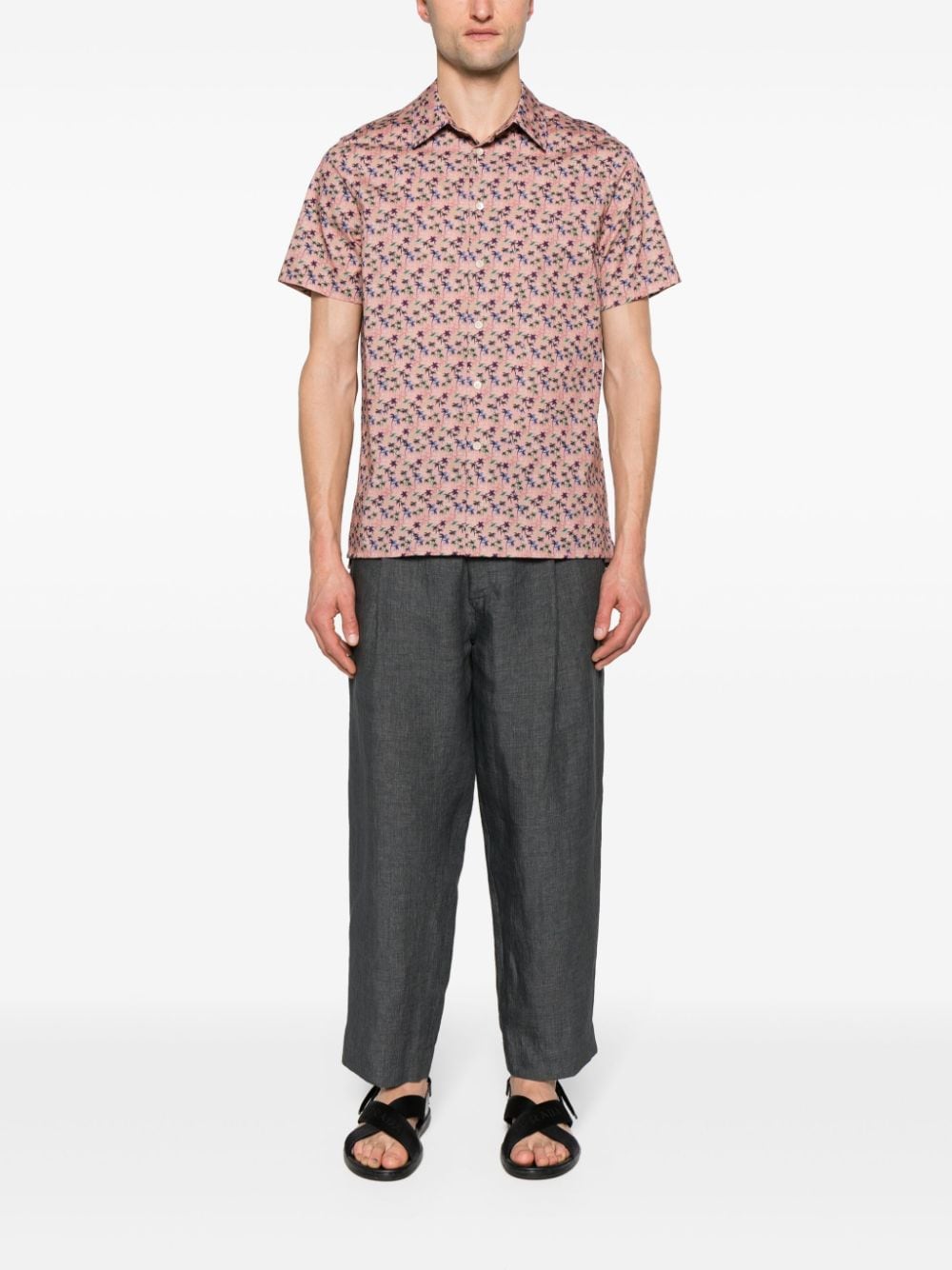 PS Paul Smith Overhemd met palmboomprint en korte mouwen - Roze