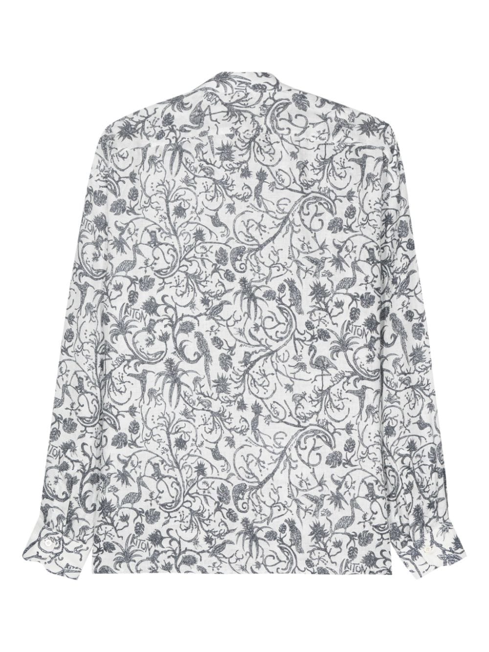 Kiton Linnen overhemd met botanische print - Wit