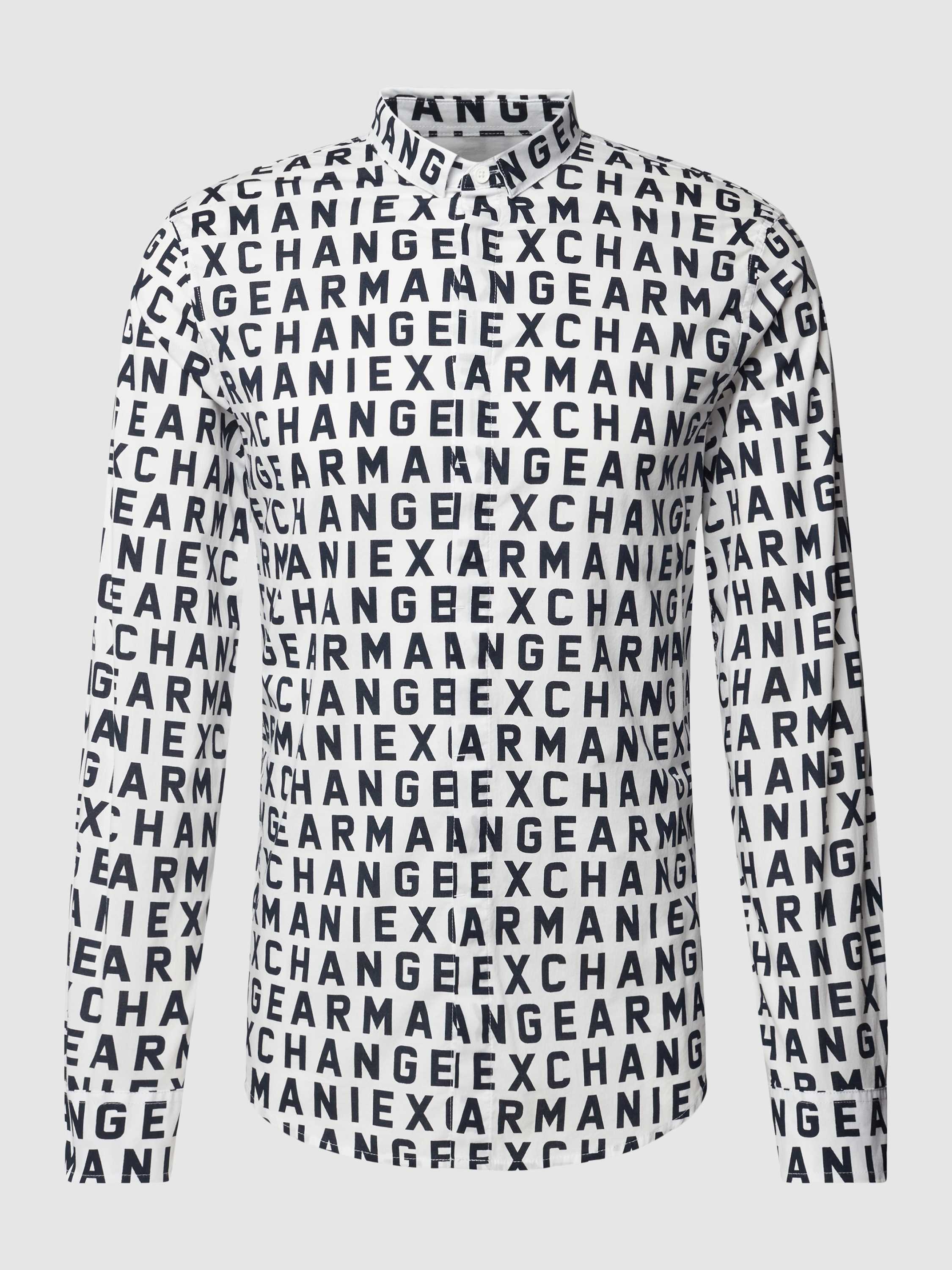 Armani Exchange Slim fit vrijetijdsoverhemd met all-over labelmotief, model 'ZNEAZ'